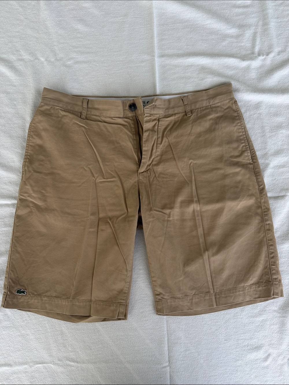 Lacoste Men's Khaki Flat Front Chino Shorts